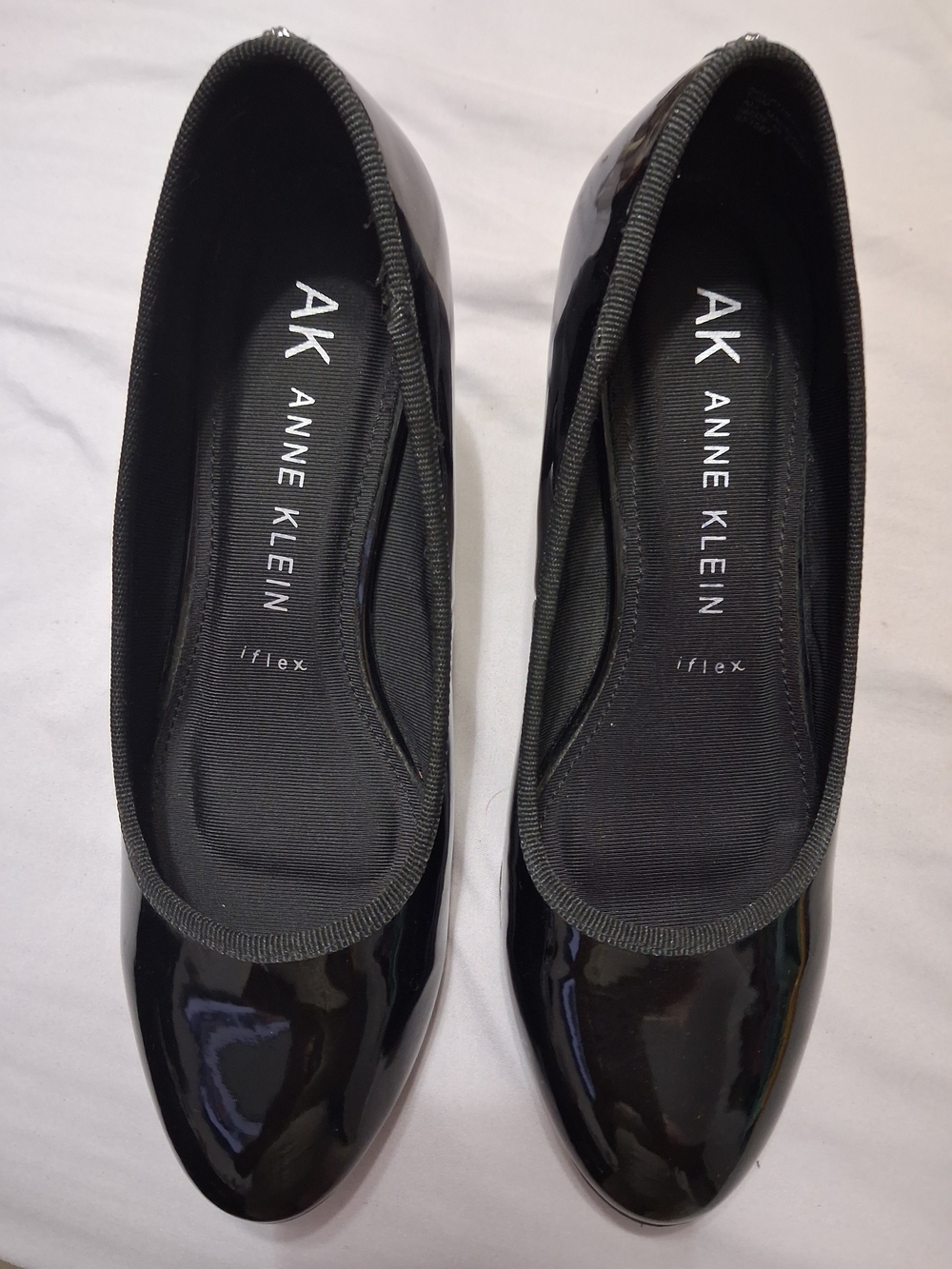 Anne Klein Black Patent Round-Toe Ballet Flats